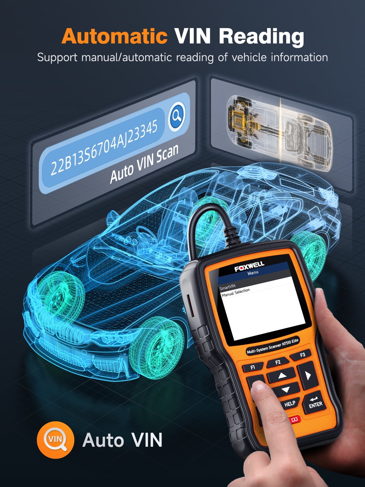 Foxwell NT510 Elite OBD2 Scanner Fits for Land Rover Jaguar Scan Tool Automotive Bi-directional Diagnostic Scanner All System ABS Bleeding SAS Calibration EPB Oil All Reset Services EOBD Code Reader