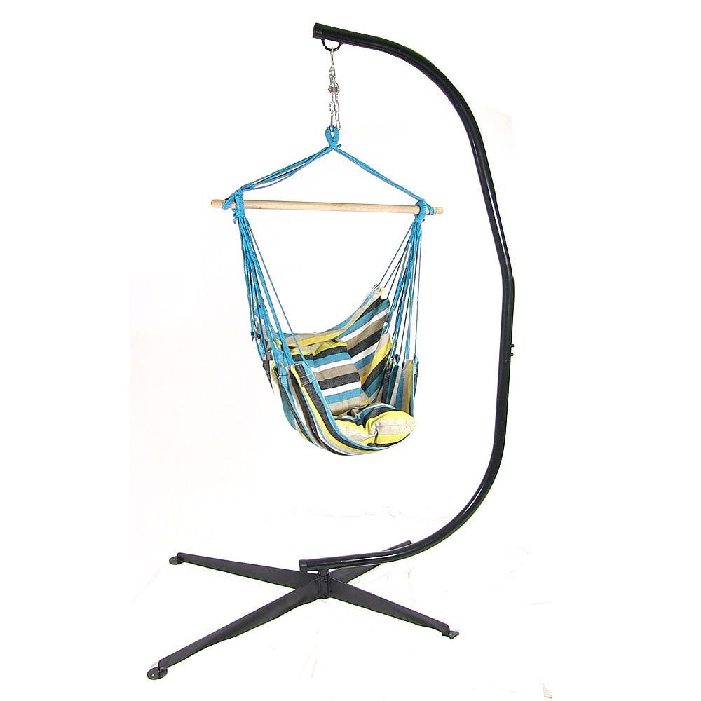 Sunnydaze Outdoor Hammock Chair Swing and Cstand Set Ocean View