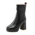 thumbnail image 2 of Roncen Women's Chunky Heel Ankle Boots - Fashion Casual All-Match Thick Sole​​ Front Zipper Design Comfortable Non-Slip Winter Fall Shoes with Premium Look, 2 of 5