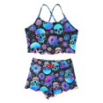 thumbnail image 5 of FASHOFT Halloween Pajamas Women Funny Skeleton Graphic Sleeveless Racerback Tank Top and Shorts 2 Piece Pjs Set Casual Lounge Set Dark Blue L, 5 of 8