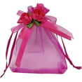 thumbnail image 2 of 30pcs Sheer Organza Favor Bags for Wedding Gift Bags Samples Display Drawstring Rose Pouches， Hot Pink， 10*12cm, 2 of 4