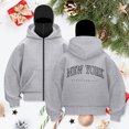 thumbnail image 2 of vigerakr Hoodie Jacket Zip Up Fashion "NEW YORK" Print Double Layer Hoodies Outerwear Jacket Y2K Sweatshirt for Women (Grey, M), 2 of 4