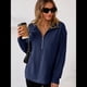 thumbnail image 4 of Sudadera Ligera y Suave de Larga con Solapa y Media Cremallera para Mujer, Estilo Informal, Holgada y con Cuello de . Azul Oscuro L, 4 of 8