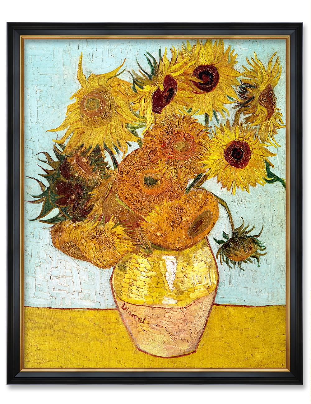DECORARTS Twelve Sunflowers by Vincent Van Gogh Art Reproduction.  Oversize Solid Wooden Frame Matching with Giclee Prints Canvas Wall Art.  Total size: W 35