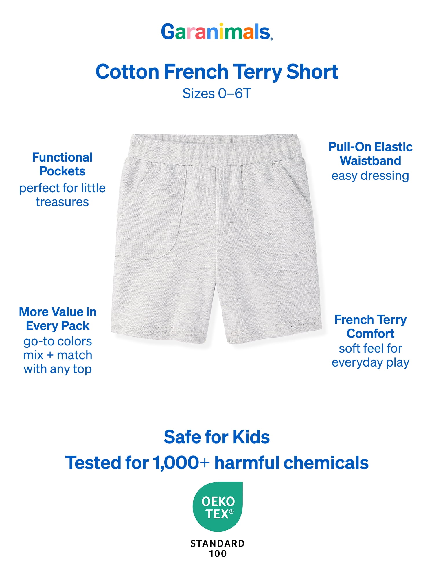 Garanimals Baby & Toddler Boys French Terry Pull-On Shorts, Single & 3-Pack, Sizes 0-6T