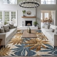 thumbnail image 3 of 5'x8' Area Rugs, Navy Blue Brown Indoor Outdoor Area Rug for Living Room Bedroom, Retro Tropical Palm Leaves Botanical Washable Bathroom Rugs Kitchen Floor Carpet Mats Home Decor Aesthetic, 3 of 8