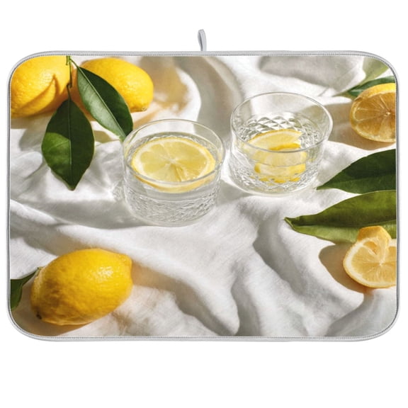 Iauyy Dish Drying Mat for Kitchen Counter, Super Absorbent & Hanging 16x18 / 18x24 Inch (S/M) Leaf's Water Cup