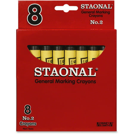 Crayola, CYO5200023051, No. 2 Staonal Marking Wax Crayons, 8 / Box, Black