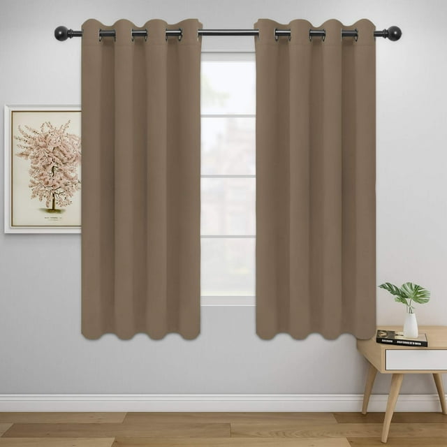 Cortinas con aislamiento térmico, fáciles de usar, opacas, 132 x 117 cm, color camel