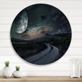 thumbnail image 2 of Designart 'The Meadow Under Full Moon With Rural Road Through ' Nautical & Coastal Circle Metal Wall Art 23x23 - Disc of 23, 2 of 5