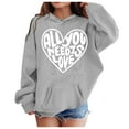 thumbnail image 4 of Valentine's Day Hoodies for Youth Hoodies Heart Print Hoodie Oversized Long Sleeves Warm Loose Pullover Cool Sweatshirt Clothes for Girls 8-9, 4 of 5