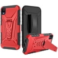thumbnail image 3 of TJS for TCL Ion Z / TCL A3 A509DL / TCL A30 Phone Case, with Tempered Glass Screen Protector, 3 in 1 Combo Belt Clip Holster Impact Resist Rugged Kickstand Phone Cover (Red), 3 of 6
