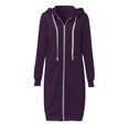 thumbnail image 4 of VEKDONE 2026 Women's Long Sleeve Hoodie Jackets Trendy Full Zipper Drawstring Long Coat Fall Winter Loose Fit Comfy Hooded Coat with Pockets Casual Solid Color Warm Jacket, 4 of 4