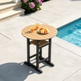 thumbnail image 6 of OTSUN Outdoor Adirondack Round Bar Table, 32“ Height Patio Large Pub Table for 4, All Weather Counter Height Double-Decker Table with Built-in Footrest for Outside Deck Porch Balcony Poolside, 6 of 10