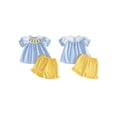 thumbnail image 2 of Caoirhny Toddler Kids Girls Back to School Clothes Set 2T 3T 4T 5T 6T Apple/Pencil Embroidery Short Sleeves T-Shirt and Elastic Ruffles Shorts Outfits, 2 of 9