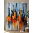 thumbnail image 4 of Blue Burnt Orange Stall Shower Curtain, Waterproof Shower Curtains for Bathroom, Modern Oil Painting Geometric Abstract Washable Fabric Cloth Bath Curtain for Bathtub with Hooks 36x72 Inches, 4 of 6