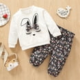 thumbnail image 2 of EnJoCho Baby Girl Heart Clothe Toddler Kids Baby Girls Long Sleeve Cartoon Bowknot Sweatshirt Tops Flower Print Pants Outfits Set 2PCS Summer Teen Girls Trendy Clothing Set 9-12 Months, 2 of 7