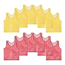Unique Bargains 12 Pack Adults Sport Polyester Soccer Jersey Training Mesh Scrimmage Vests Yellow, Red