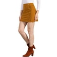 thumbnail image 4 of INSPIRE CHIC Women's Skirt Corduroy High Waist Button Decor A Line Mini Skirt XL Camel, 4 of 6