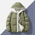 thumbnail image 5 of ZACPNCV Men's Stitching Drawstring Hooded Slim Fashion Jacket Coat Outwear Olive Green, 5 of 9