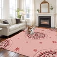 thumbnail image 3 of Pink Floral 5'x7' Area Rug, Circular Flowers Ethnic Abstract Aesthetic Washable Non-Slip Soft Rugs, Low-Pile Large Carpet for Living Room Bedroom Dining Room, Non-Shedding Accent Rug, 3 of 9