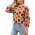 thumbnail image 2 of Women'S Fall Leaf Trendy Jacquard Sweater Casual Knitted Soft Cozy Pullover Sweaters Khaki S, 2 of 7