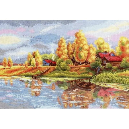 UPC: 4627167303001 | Cross-Stitch Kit Before The Rain SNV-735 Lake Autumn Forest Needlework