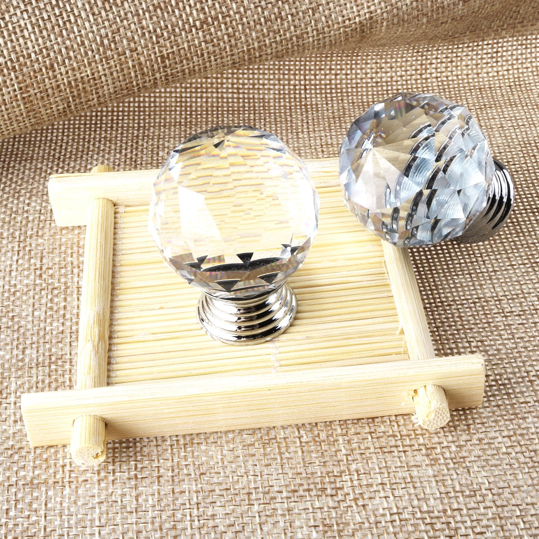 Uxcell 30mm Diamond Crystal Glass Drawer Knobs for Kitchen Cabinet Cupboard,1/6/8/10/20Pcs,High-gloss