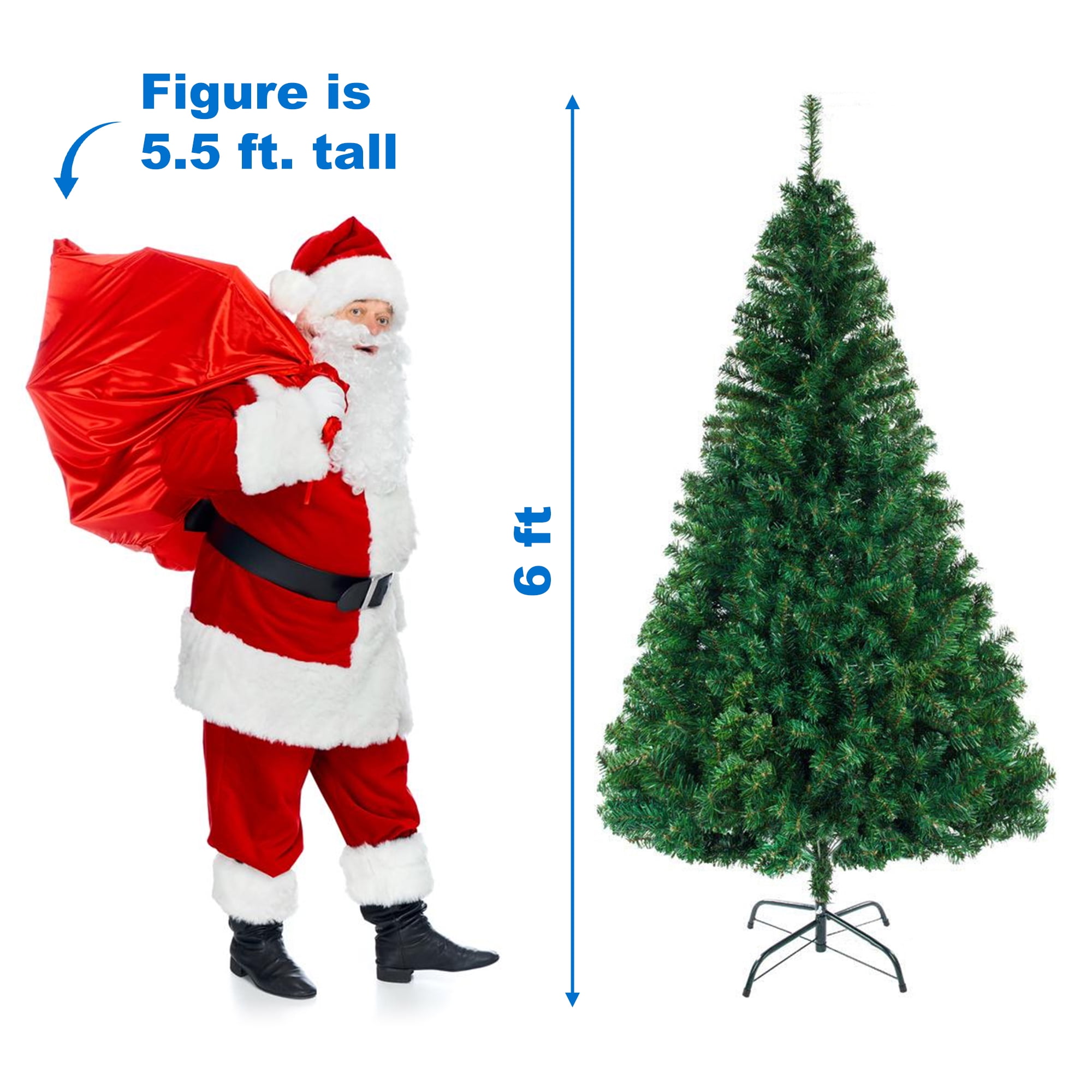 Kepooman 6ft PVC Artificial Christmas Tree with Metal Stand, 1050 Branches Xmas Tree for Home Office Holiday Decor, Green Kepooman 6ft PVC Artificial Christmas Tree with Metal Stand, 1050 Branches Xmas Tree for Home Office Holiday Decor, Green
