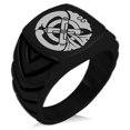 thumbnail image 1 of Stainless Steel Tachibana Samurai Crest Chevron Pattern Biker Style Polished Ring, 1 of 1