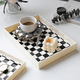 thumbnail image 2 of Bandeja de almacenamiento con rejilla de tablero de ajedrez en blanco y negro estilo crema, decoración del hogar, tocador de sala de estar, placa de acabado, 2 of 6