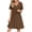 Brown, variant on Women's V-Neck Loose Solid Pleated Casual High Waist Lace Jumpsuit Spring Summer Vacation Party Fashion Romper with Pockets, Brown XXL