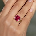 thumbnail image 5 of Gem Stone King 10K Yellow Gold Red Created Ruby and White Created Sapphire Halo Engagement Ring for Women (8.27 Cttw, Cushion 12MM, Gemstone July Birthstone, Size 5 to 9), 5 of 5
