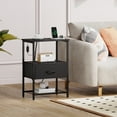 thumbnail image 2 of Eunos Bedside Table with Charging Station and LED, Small Black Dresser with Drawer and Storage Shelfs, 2 of 8