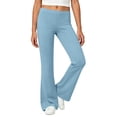 thumbnail image 3 of BXJX Girls Flare Pants Size 10-12 T, Elastic Waist School Casual Stretch Kids Yoga Pants Blue, 3 of 9