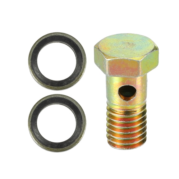 Unique Bargains 1 Set Car Single Banjo Bolt M10x1.5 Length 26mm Metric Thread Turbo Brake Line Fitting Adapter W/ Washer