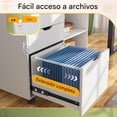 thumbnail image 4 of Zocalo Archivero De Madera Con 3 Cajones, Ruedas Y Estantes, Muebles Archiveros Para Oficina Color Blanco, 4 of 6