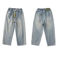thumbnail image 6 of WOLLED Kids Drawstring Denim Pants Youth Boys Casual Loose Jeans 5-15y Toddler Fall Jeans Trousers, 6 of 8