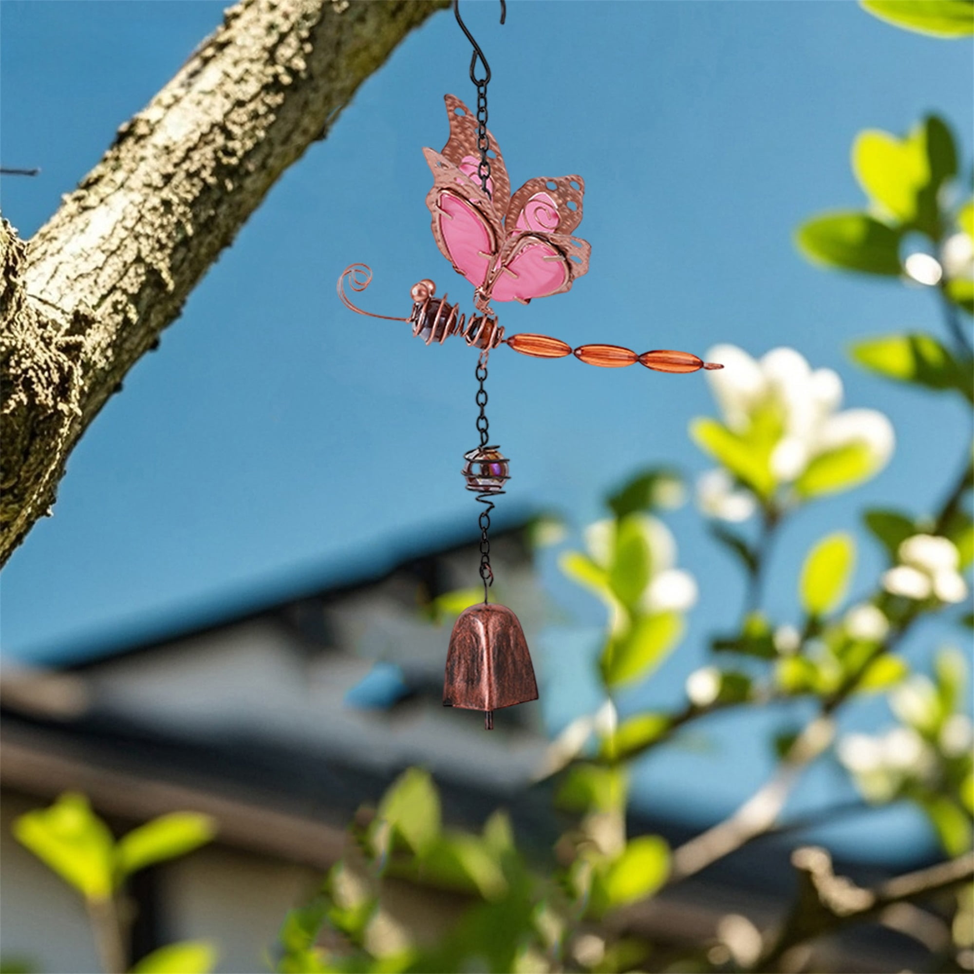 nvzhuang Solar Dragonfly Wind Chimes for Outside Creative Wind Spinners Hanging Decor for Home Garden Patio