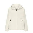 thumbnail image 5 of Lightweight Rain Jacket for Women with Hood Zipper Pockets Windproof Waterproof Thin Raincoat Plus Size Hiking Coat (2XL, White), 5 of 7