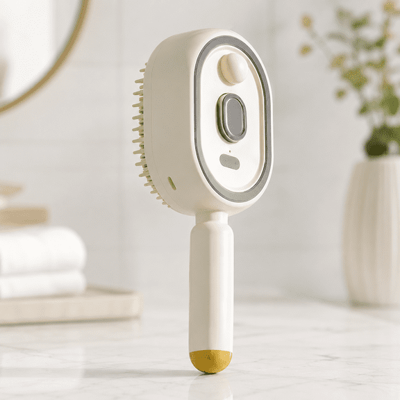 Electric Spray Air Cushion Massage Comb, Nano Mist Anti-Frizz Detangling Hair Brush with Red Light Scalp Massage, USB-C Rechargeable Steam Hair Comb for Women Home Travel