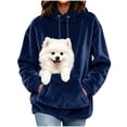 thumbnail image 2 of LWFFDAW Pet Pouch Hoodie for Women Long Sleeve Dog Carrier Fuzzy Fleece Hoodies Winter Loose Oversized Hoodie with Kangaroo Pocket, 2 of 7