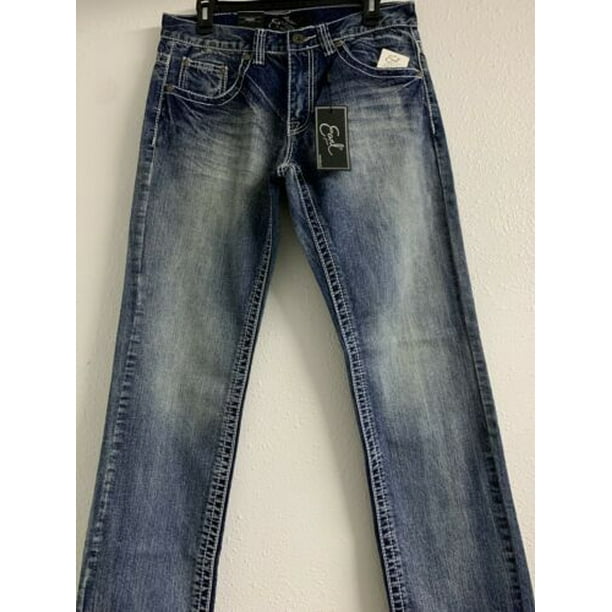 Earl Jean Mens Earl Jeans Straight Leg Stretch Denim Full Blast Blue