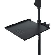 Angle View: Gator Frameworks Microphone Stand Clamp-On Utility Shelf; 9" x 9" Surface Area with 10 pound Weight Capacity (GFW-SHELF0909)