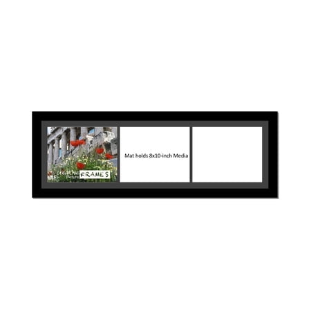 CreativePF [1032bk] Cadre Photo Noir avec Ouverture de 3-8x10 Pouces Noir Mat/noyau Blanc Collage Inclut des Crochets en Dents de Scie Installés