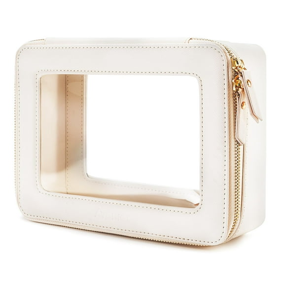 Bolsa de maquillaje Aveniee Clear Cosmetic Travel Toetry, color blanco