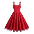 thumbnail image 1 of Robe Vintage Sans Manches pour Femmes, Col en V, Couleur Unie, 1 of 6