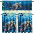 thumbnail image 2 of Sea Turtle Kitchen Curtains Valance and Tier Set Snowflake Rod Pocket Curtains for Living Room Bedroom Bathroom Window Drapes, 2 of 6