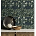 thumbnail image 2 of NextWall Stenciled Floral Peel and Stick Wallpaper (Navy & Sage), 2 of 9