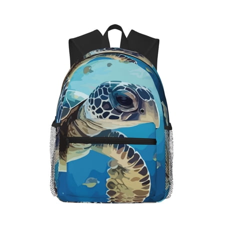 Defioc Watercolor Turtle Pattern Laptop Backpack for Men and Women Casual Backpack Dayback Sports Bookbag for Travel Running Hiking